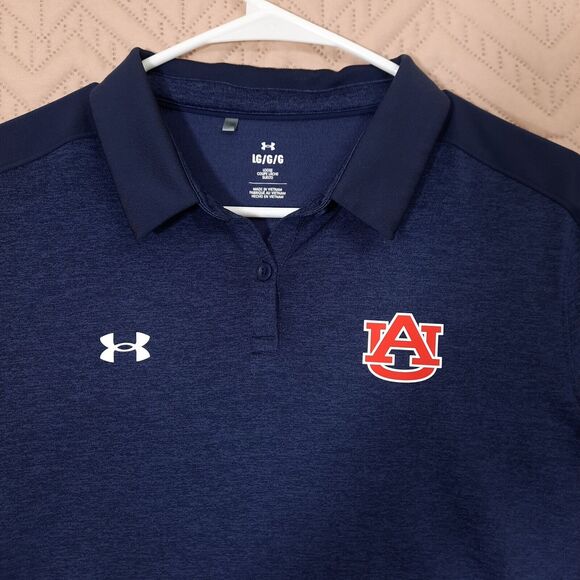 Set of 2 Under Armour Polo Shirt Navy Blue Auburn Tigers SEC Football Sz Large - Picture 3 of 12